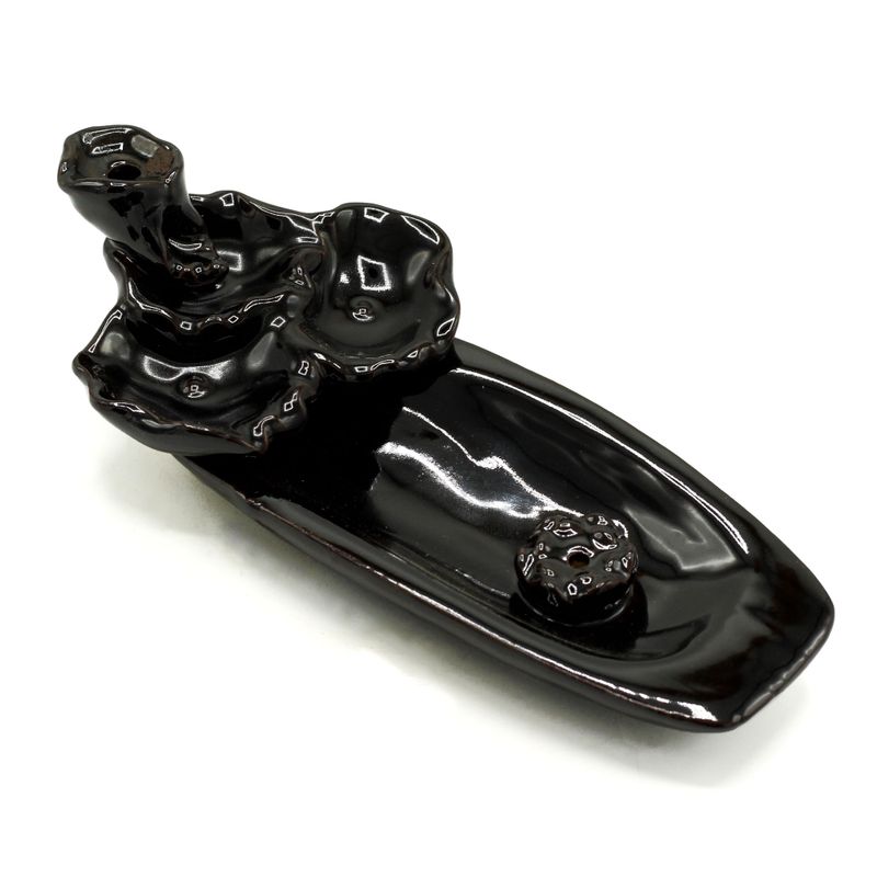 Brûleur d'Encens à Contre-Courant - Étang de Lotus et Porte-Bâtons d'Encens