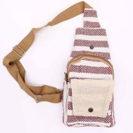 Sac à Bandoulière en Coton Naturel - Bordeaux & Blanc