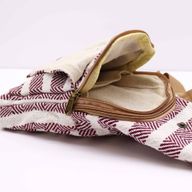 Sac à Bandoulière en Coton Naturel - Bordeaux & Blanc