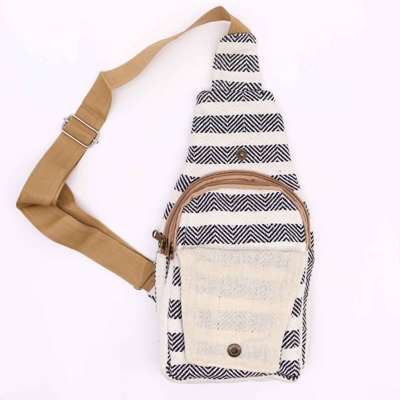 Sac à Bandoulière en Coton Naturel - Noir & Blanc