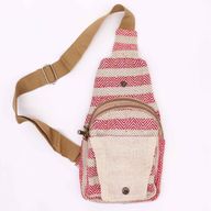 Sac à Bandoulière en Coton Naturel - Beige & Rose