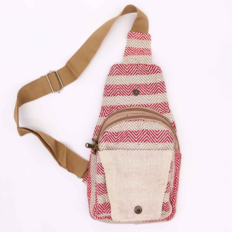 Sac à Bandoulière en Coton Naturel - Beige & Rose