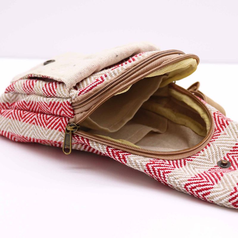 Sac à Bandoulière en Coton Naturel - Beige & Rose