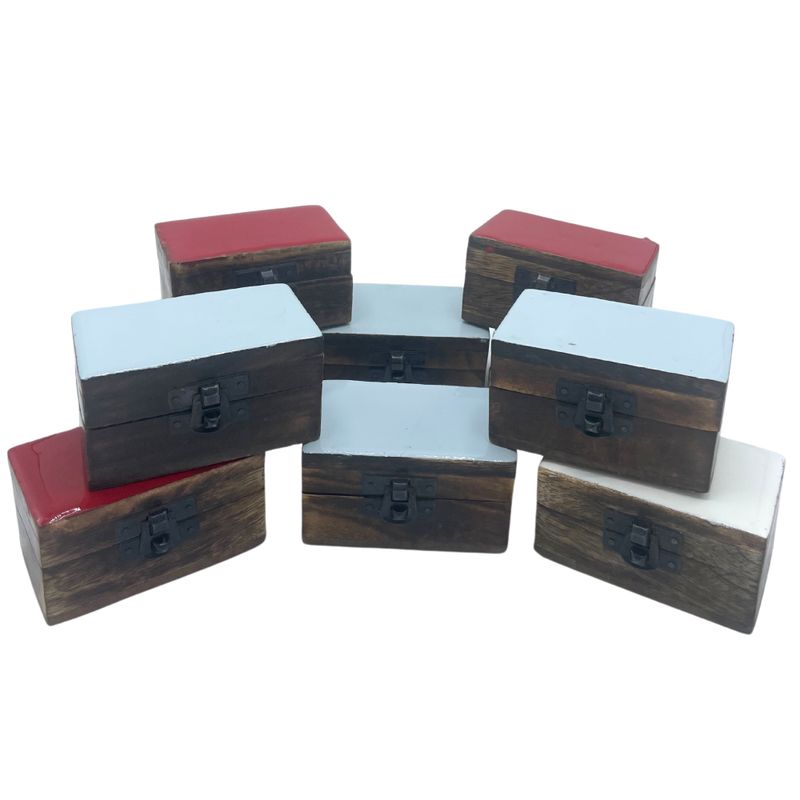 Boîtes en Bois 9x5x4cm - Couleurs Céramiques Solides - Assortiment
