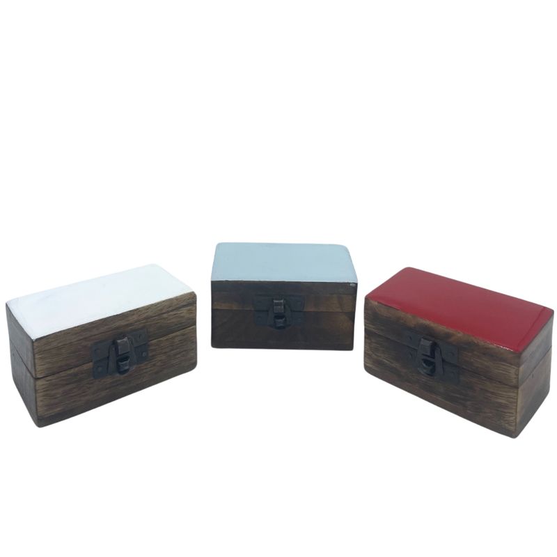 Boîtes en Bois 9x5x4cm - Couleurs Céramiques Solides - Assortiment