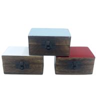 Boîtes en Bois 9x5x4cm - Couleurs Céramiques Solides - Assortiment
