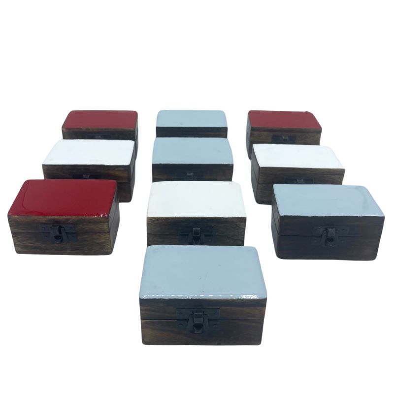 Boîtes en Bois 9x5x4cm - Couleurs Céramiques Solides - Assortiment