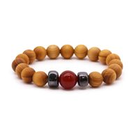 Bracelet Chakra Racine en Bois de Cèdre et Jaspe Rouge