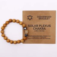 Bracelet Chakra du Plexus Solaire en Bois de Cèdre avec Citrine