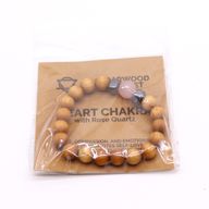 Bracelet Chakra du Coeur en Bois de Cèdre avec Quartz Rose