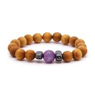 Bracelet Chakra du Troisième Oeil en Bois de Cèdre avec Améthyste
