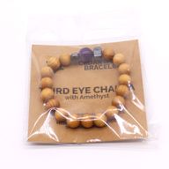 Bracelet Chakra du Troisième Oeil en Bois de Cèdre avec Améthyste