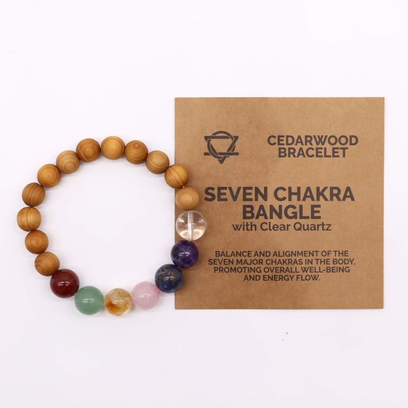 Bracelet Sept Chakra de la Couronne en Bois de Cèdre