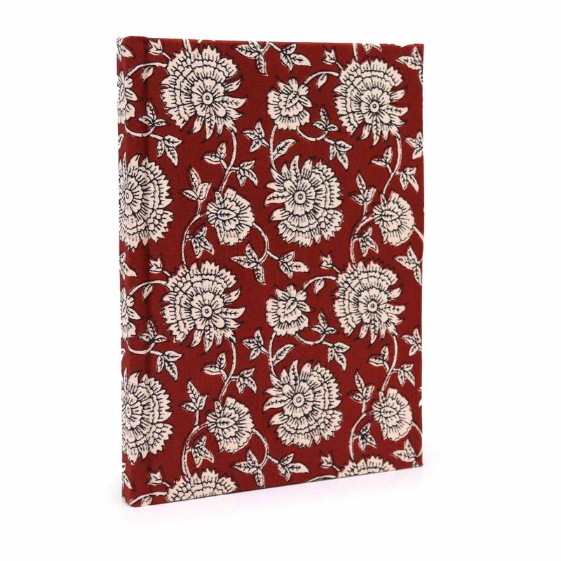 Carnets Reliés en Coton 20x15cm - 96 pages - Bordeaux Floral