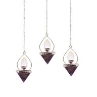 Pendule Lanterne de Vie en Pierres Précieuses - Améthyste & Quartz Rocheux