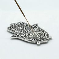 Porte-Encens Main de Fatma en Aluminium Poli 14cm