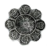 Porte-Encens Symboles Tibétains en Aluminium Poli 12cm