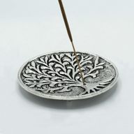 Porte-Encens Arbre de Vie en Aluminium Poli 10cm