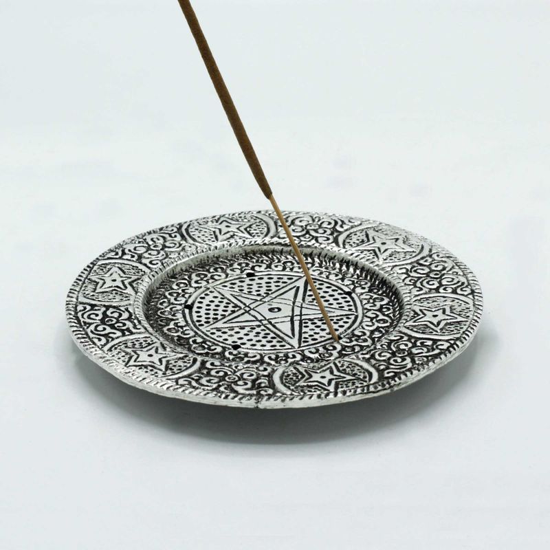 Porte-Encens Pentagone en Aluminium Poli 11.5cm