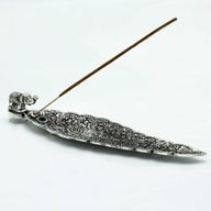 Porte-Encens Long Éléphant en Aluminium Poli 20cm