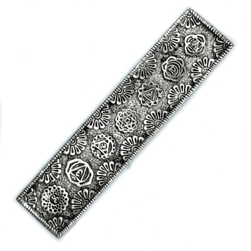 Porte-Encens Long Chakra en Aluminium Poli 23cm