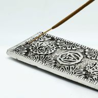 Porte-Encens Long Chakra en Aluminium Poli 23cm