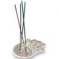 Porte-encens Lrg Main de Fatma en Aluminium Poli 18x13cm