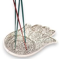 Porte-encens Lrg Main de Fatma en Aluminium Poli 18x13cm