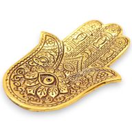 Petit Porte-encens Main de Fatma en Aluminium Doré 13x5,5 cm