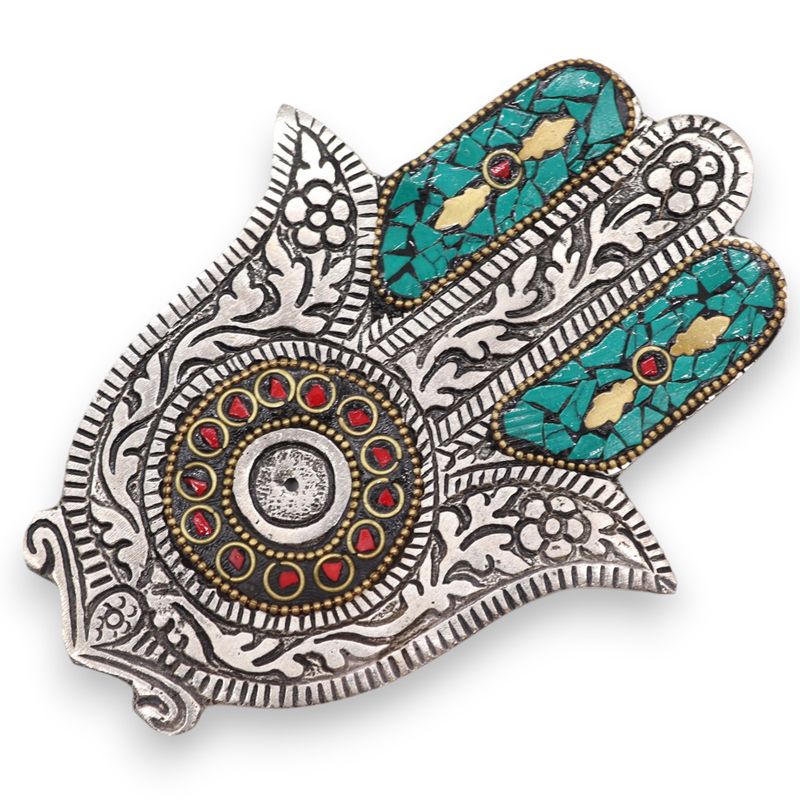 Petit Porte-encens Main de Fatma Vert 13x5,5 cm