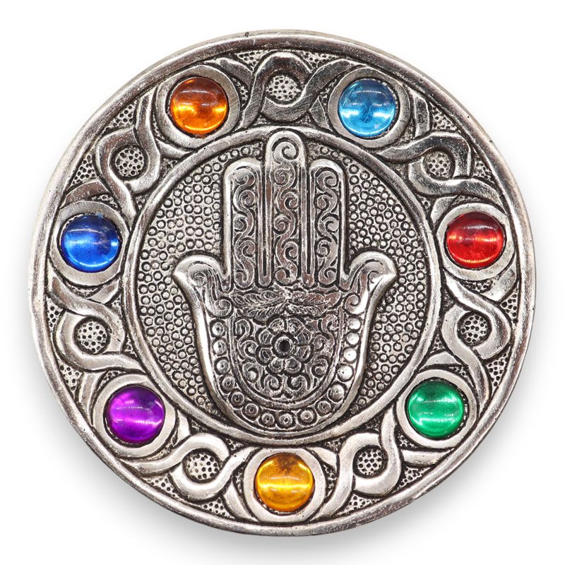 Porte-encens Main de Fatma à Sept Chakras 11.5cm