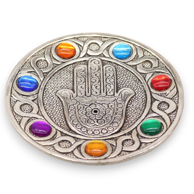 Porte-encens Main de Fatma à Sept Chakras 11.5cm