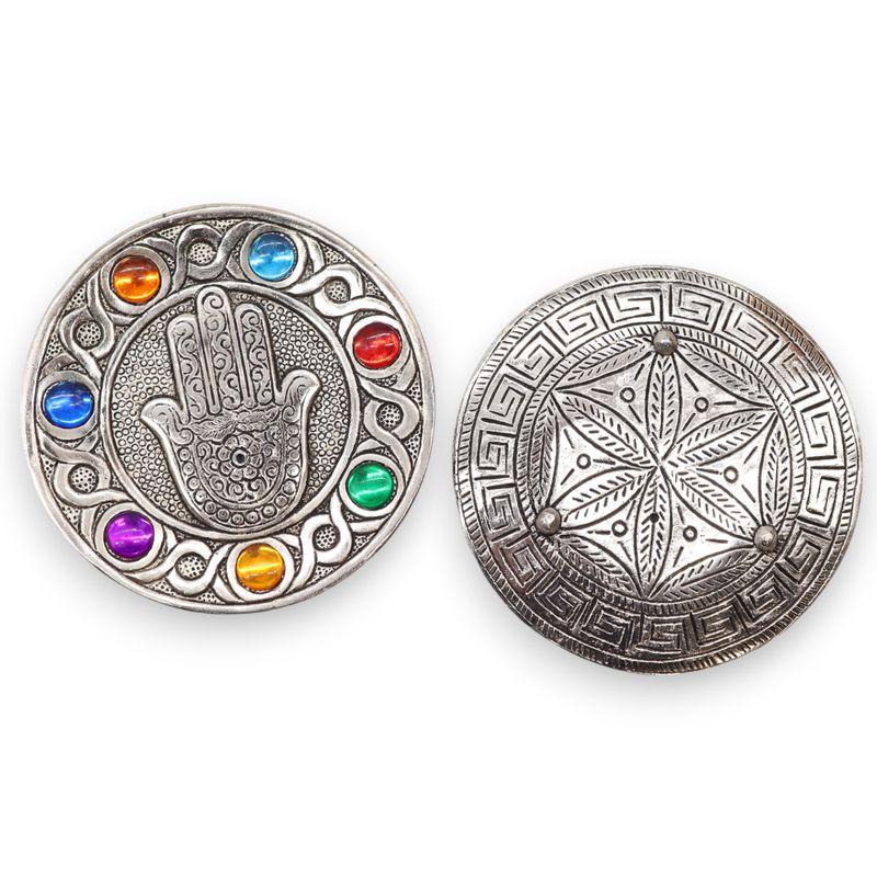 Porte-encens Main de Fatma à Sept Chakras 11.5cm