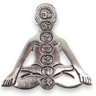 Porte-encens Yoga 7 Chakras en Aluminium Poli 12x12cm