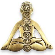 Porte-encens Yoga 7 Chakras en Aluminium Doré 12x12cm