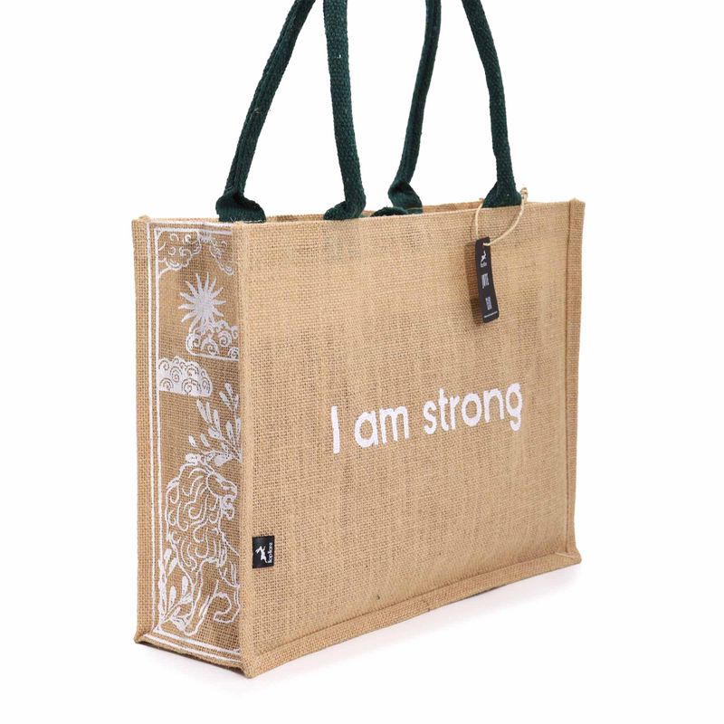 Grand Sac en Jute Hop Hare - I am Strong