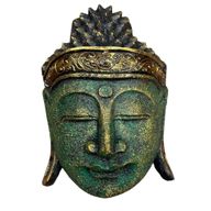 Décoration d'Intérieur Tête de Bouddha - 25cm - Finition Brillante Verte