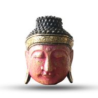 Décoration d'Intérieur Tête de Bouddha - 25cm - Finition Rouge Brillant