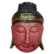 Décoration d'Intérieur Tête de Bouddha - 25cm - Finition Rouge Brillant