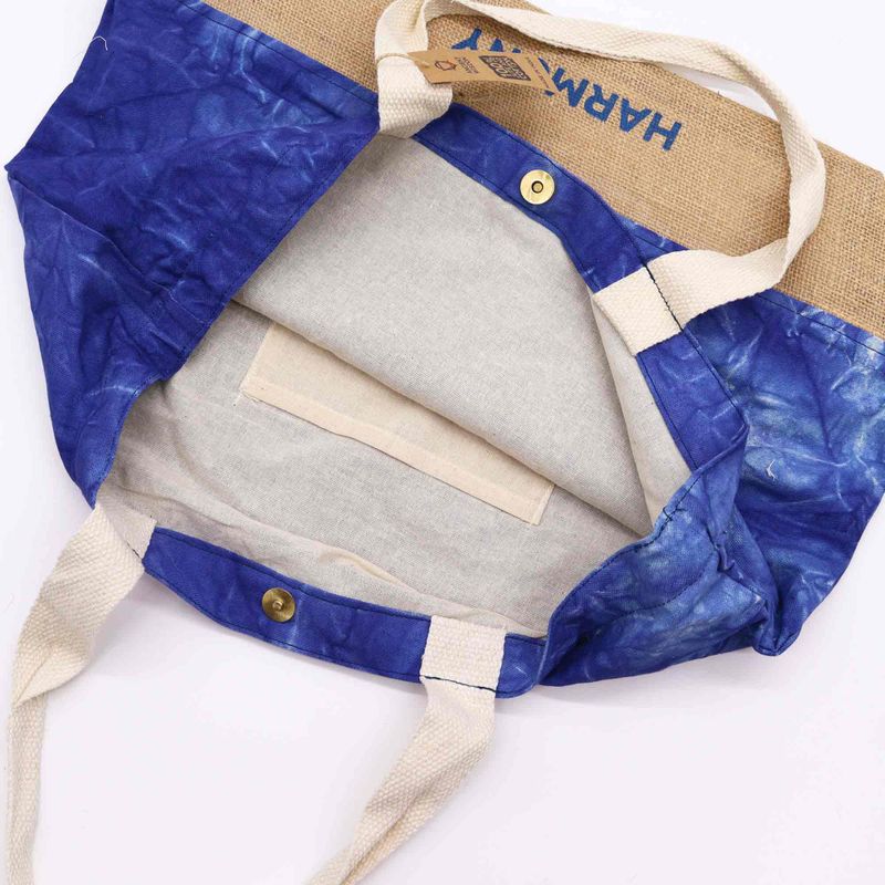 Sac Entièrement Naturel - Délavage Bleu - Mandala - Harmonie