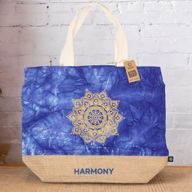 Sac Entièrement Naturel - Délavage Bleu - Mandala - Harmonie