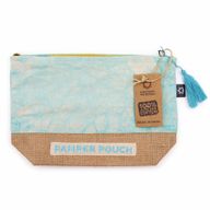 Pochette en Coton & Jute - Bleu - Aspect Délavé