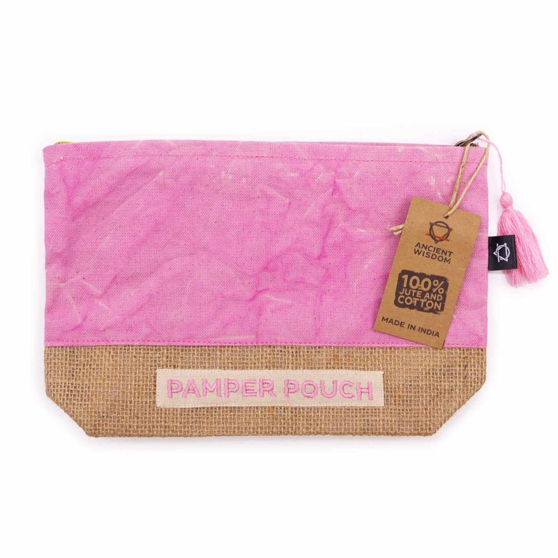 Pochette en Coton & Jute - Rose & Violet - Aspect Délavé