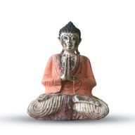 Statue de Bouddha Vintage Sculptée à la Main Orange - 30cm - Bienvenue