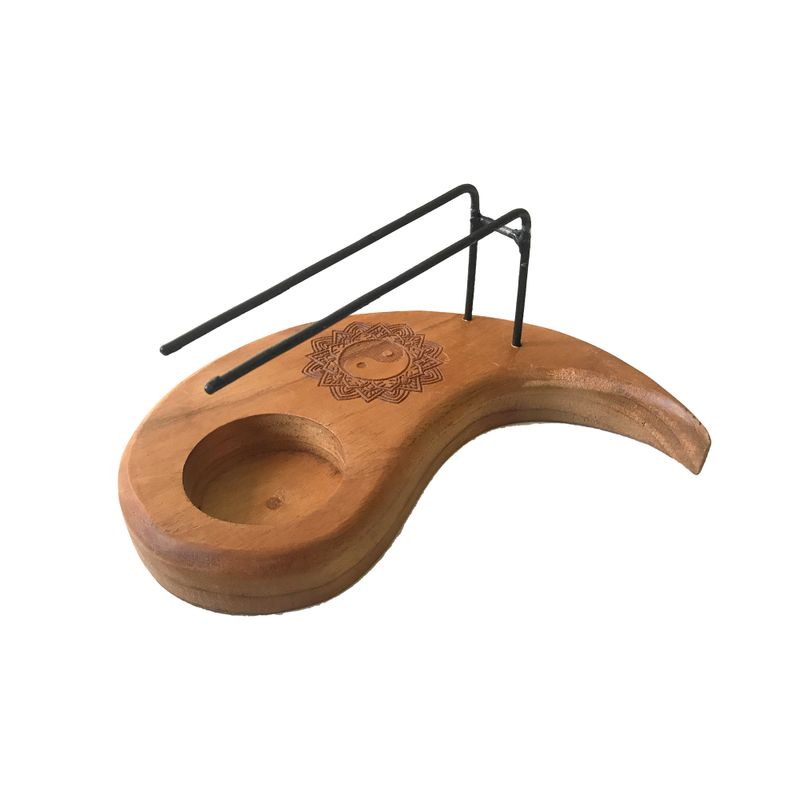 Brûleur Palo Santo en Forme de Goutte d'Eau - Bois de Teck - Design Yin & Yang