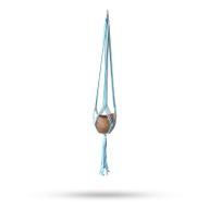 Suspension Macramé pour Pot de Fleurs Classique Moyen  - Bleu Poudré