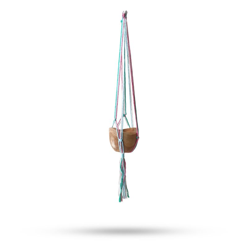 Suspension Macramé pour Pot de Fleurs Classique Moyen Terrasse - Tons Pastels