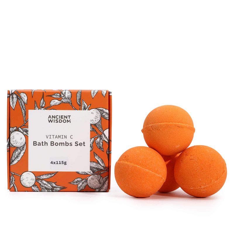 Ensemble de Bombes de Bain à la Vitamine C – Quatuor d’Aromathérapie