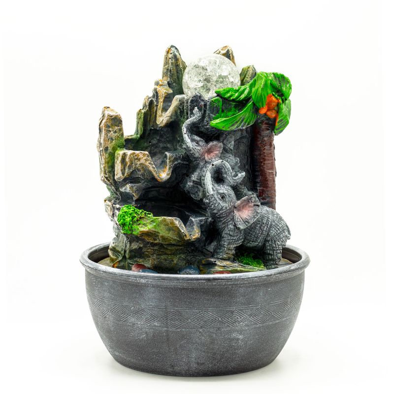 Fontaine de Table - 25cm - Éléphants et Palmiers