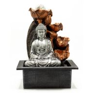 Fontaine de Table - 35cm - Cascade Bouddha Argenté & Boule de Cristal